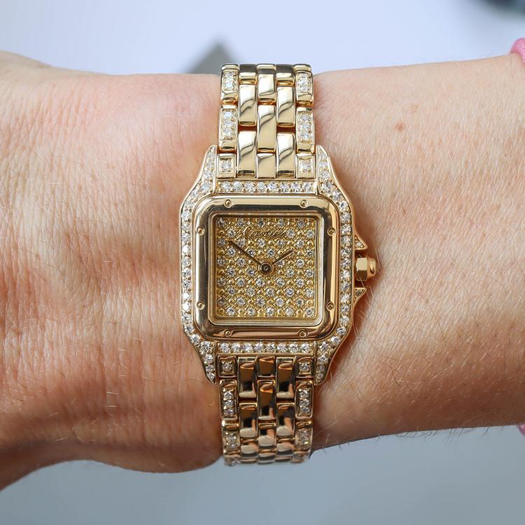 Quarzwerk, Damenuhr,  Blome Preowned-Uhren Cartier Panthere Gelbgold 